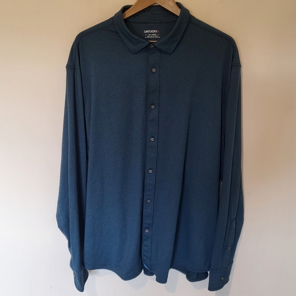 Untuckit Performance Stretch Button Down Shirt Size XXL Blue - Green - Picture 1 of 6